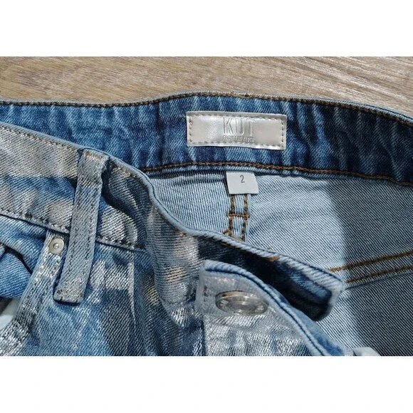 Kut From the Kloth Ashley Slouchy Barrel Jeans Womens Size 2 High Rise Metallic - Picture 8 of 11
